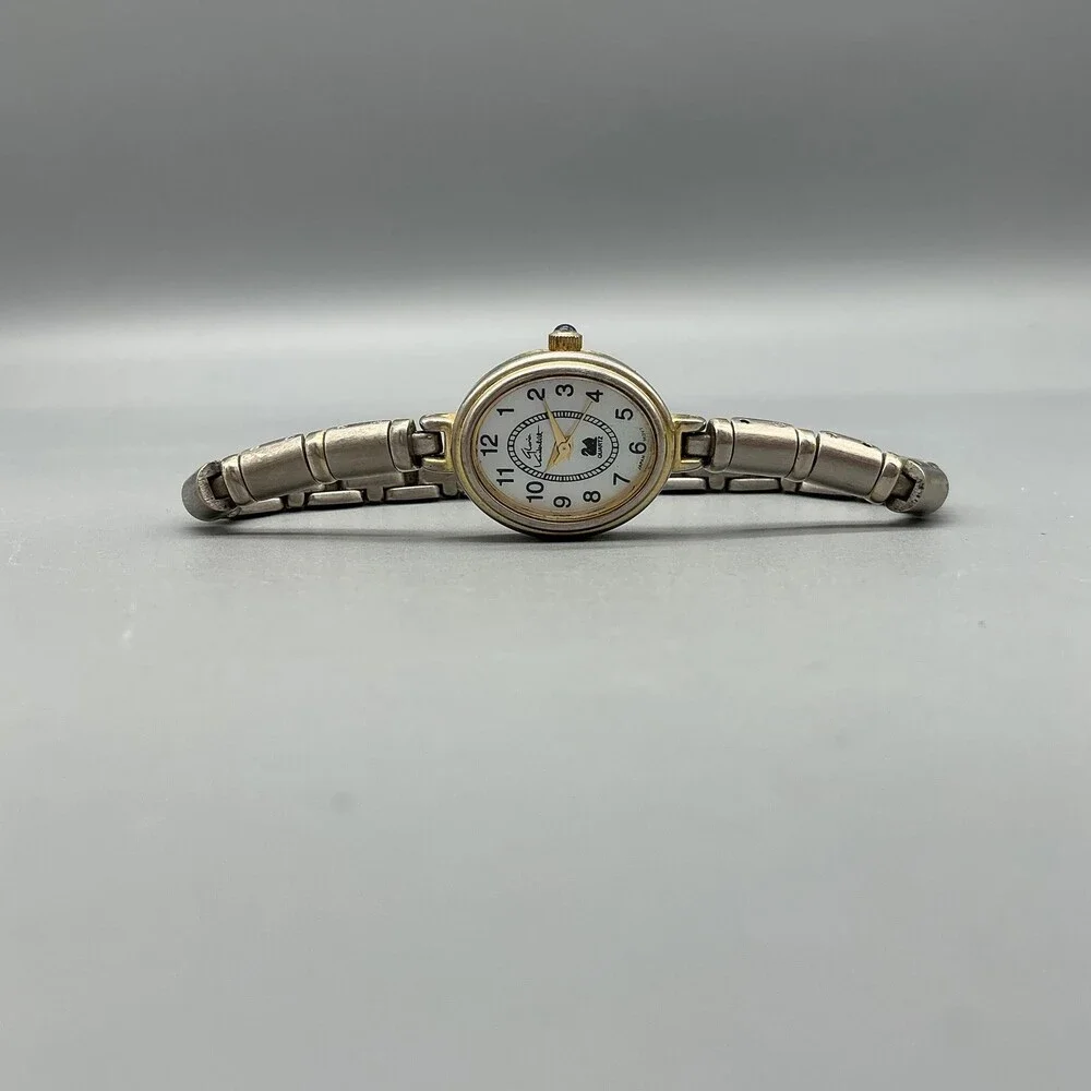 Gloria Vanderbilt Womens Watch 20mm White Dial Two Tone Oval New Battery 7.5